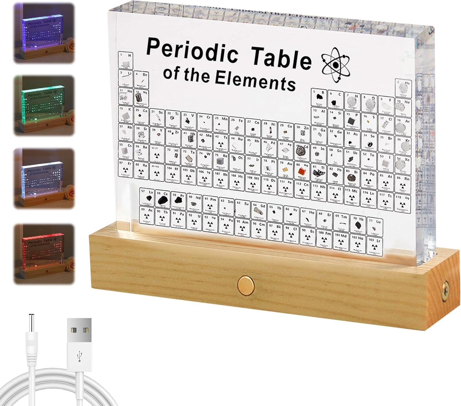 Btstil Periodic Table Display with Real Elements, Acrylic Periodic Table of 83 Elements, Samples Periodic Table Display Gift for Students Teachers Kids Students Crafts Decoration