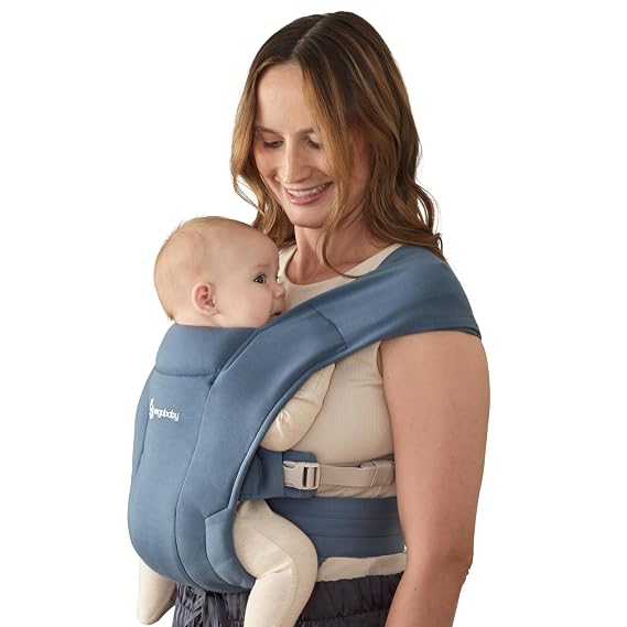 Ergobaby Embrace Newborn Baby Carrier for Infants 0-12 Months | Ergonomic 2-Position Infant Carrier with Head and Neck Support, Hip-Healthy Positioning, Fits 7-25 lbs, Oxford Blue