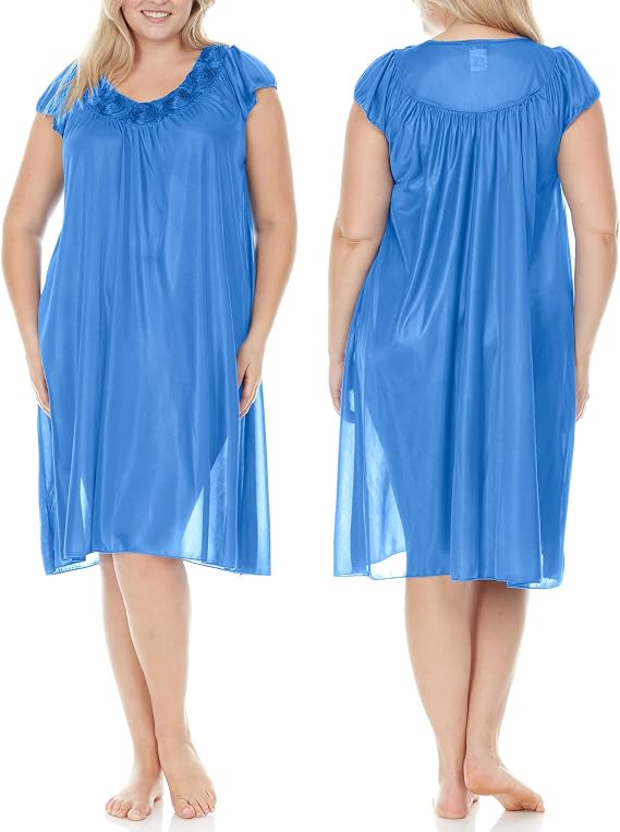 EZI Women's Nightgowns1 Satin Silk Roses Nightgown