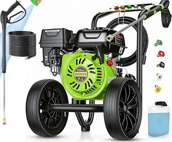 Gas Powered +P*ressure Washer 4200 PSI Gas +P*ower Washer 4.0 GPM 212CC Commercial High +P*ressure Washer Cleaner, with 25ft Hose, Spray Gun and Extension Wand, 5 Quick Connect Nozzles,Copper Pump