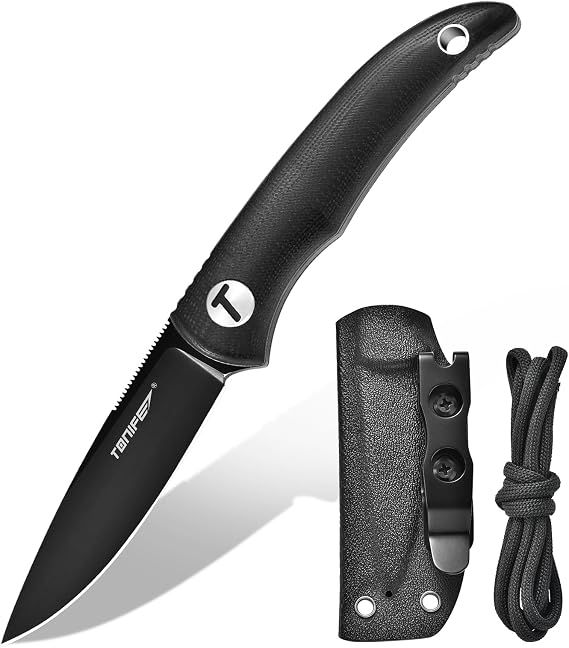 Tonife Nova Neck Knife with Sheath Lanyard and Clip 68 mm Fixed Blade Small Neck Knife Neck Knife for Outdoor Edc