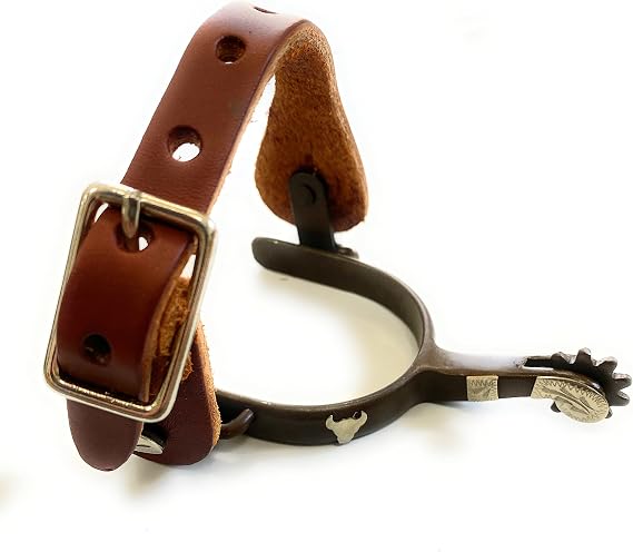 AJ Tack Youth Antique Brown Steer Head Spurs Package