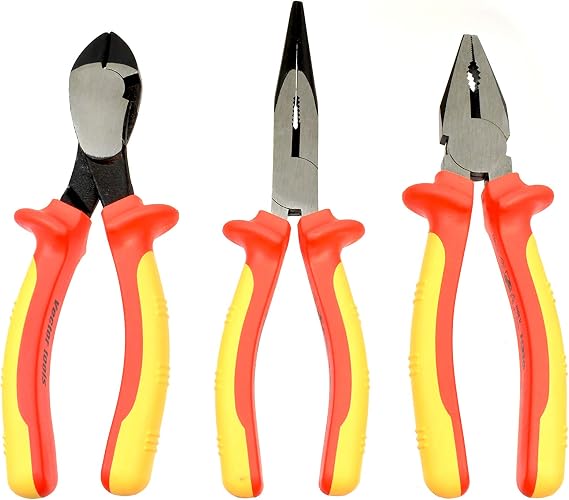 3-Piece Set Insulated Electrician Pliers Cutter Set, 1000V Tested