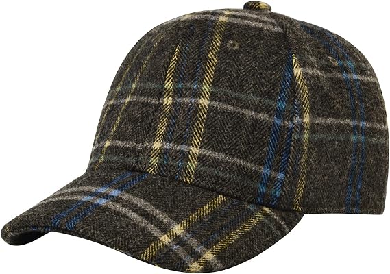 BOTVELA Men's Herringbone Tweed Baseball Cap Wool Blend Fitted Hat