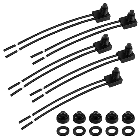 5 Pcs Waterproof Push Button Switch 12V SPST Switch with 4.5'' Lines KP-107