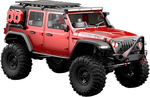 RC Off-Road Car, Off-Road Car, Jeep, 1/10 RC Car, 2.4 GHz, 4WD, 1:10 RC Remote Control, SUV, Climbing Cars, Fast and Low Speed Deflock, Large Truck Model, 4-Wheel Drive, LED Light, Remote Control, 4-Wheel Drive, Powerful 550 Motor, Proportional Acceleration, For Adults, Kids, Boys, Girls, Elementary School, Junior School Students, Gift Red