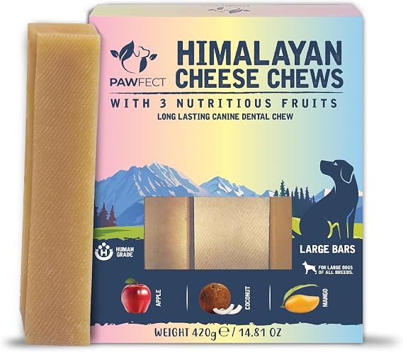 Pawfect Himalayan Cheese Dental Chew Bar with Mixed Fruits (Large|3 in a box) – Dental Dog Chews