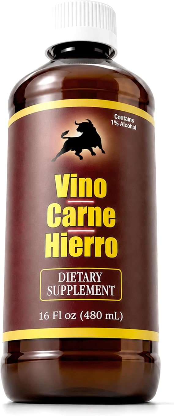 Menper Vino Carne Hierro Iron Supplement | Liquid | 16 fl oz | 1-Pack
