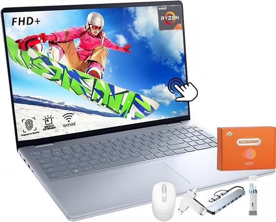 Dell Inspiron 16 Business Touchscreen Laptop, 16" FHD+ Screen, AMD Ryzen 7-8840U(Up to 5.1 GHz), 64 GB DDR5, 4 TB SSD, Backlit KB, Fingerprint Reader, Windows 11 Pro