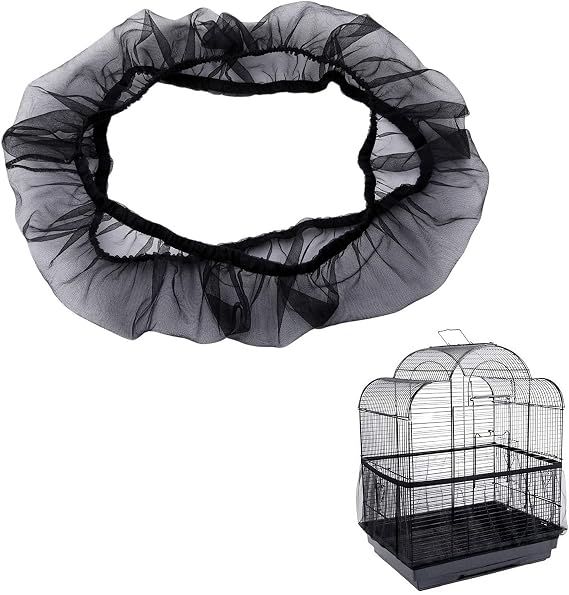 Universal Bird Cage Cover Stretchable Fits 42-84 Inch Circumference Breathable Polyester Parrot Cage Net Budgie Cage Dustproof Easy to Clean