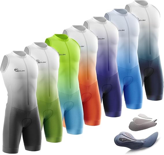 Men's MTB Triathlon Tri Suit Competition Professional Padded Sleeveless Suit Quick-Drying Cycling Skinsuit,Cycling Training Road Bike Cycling Clothing,Running,Cycling,Swimming