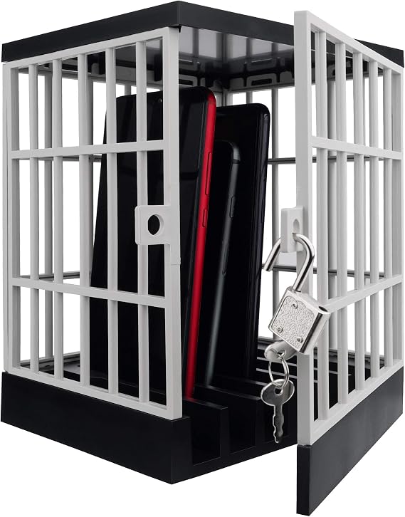 Gemaxvoled Cell Phone Jail Lock Box, Mobile Phones Prison Lockable Cage for Classroom Family Time Party Fun Novelty Gift Idea