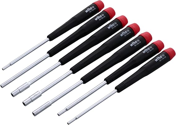 Wiha 26592 Nut Driver Set, 7 Piece, Metric, Precision Handle, Extra-Long, Chrome-Plated