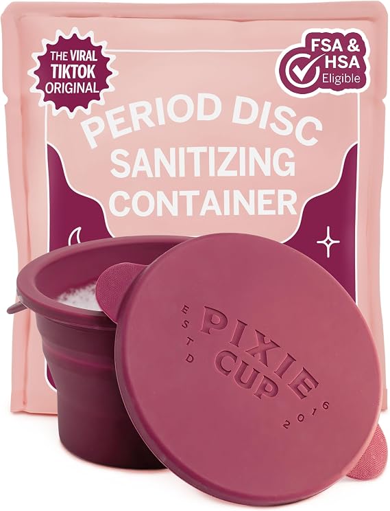 Pixie Menstrual Cup Compact Sterilizer for Feminine Care - Good for Public Restrooms, Camping or Dorms - Collapsible Cleaner Container for Your Menstrual Disc & Period Cup - Microwavable - Reusable