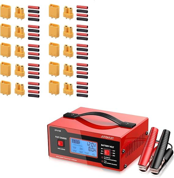 8 Volt Battery Charger with 20PCS 10Pairs XT30 Bullet Connectors