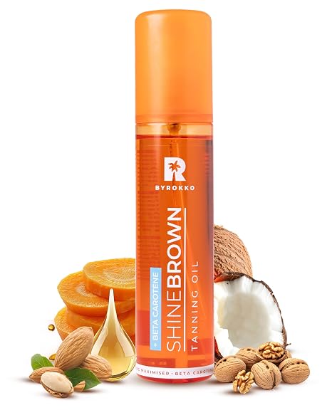 BYROKKO Shine Brown Beta-Carotin Bräunungsöl (150 ml) Sonnenbank Bräunungsbeschleuniger-Öl für Sonnenbänke & Outdoor-Sonne das ultimative Bräunungsmaximierer-Öl für eine makellose Bräune und strahle