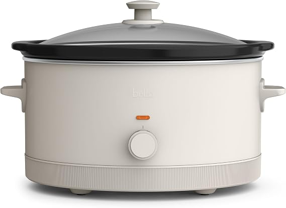 bella 6qt Manual Non-Toxic Slow Cooker with Cord Storage, Oatmilk