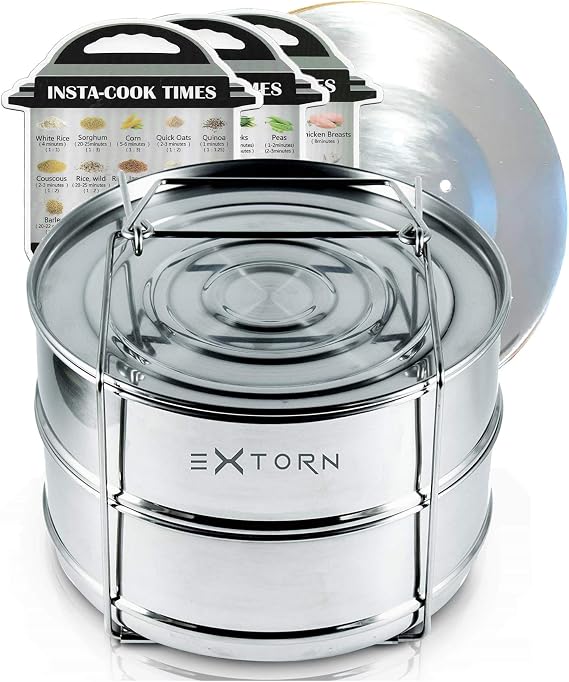 Stackable Steamer Inserts for Instant Pot 6/8 qt Electric Pressure Cooker Accessories - Duo/Multi/2-Tier Stainless Steel Instant Pots with Sling Handle for Cooking & Baking
