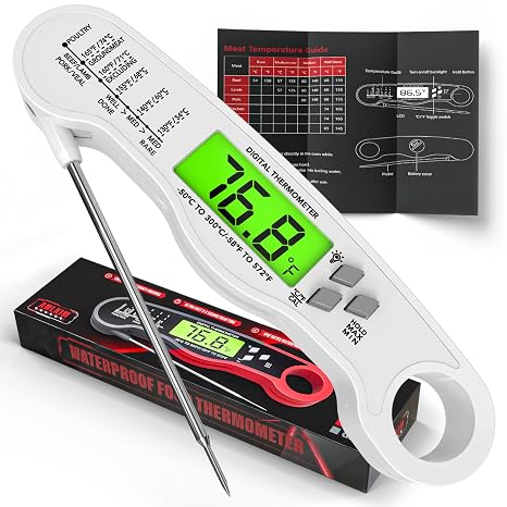 AWLKIM Meat Thermometer Digital, Instant Read Food Thermometer, White