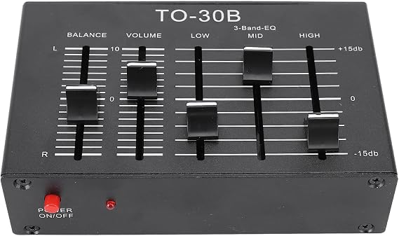 EQ Equalizer 3 Band Stereo Preamp with Volume Control and Sound Channel Balance for All Audio Devices