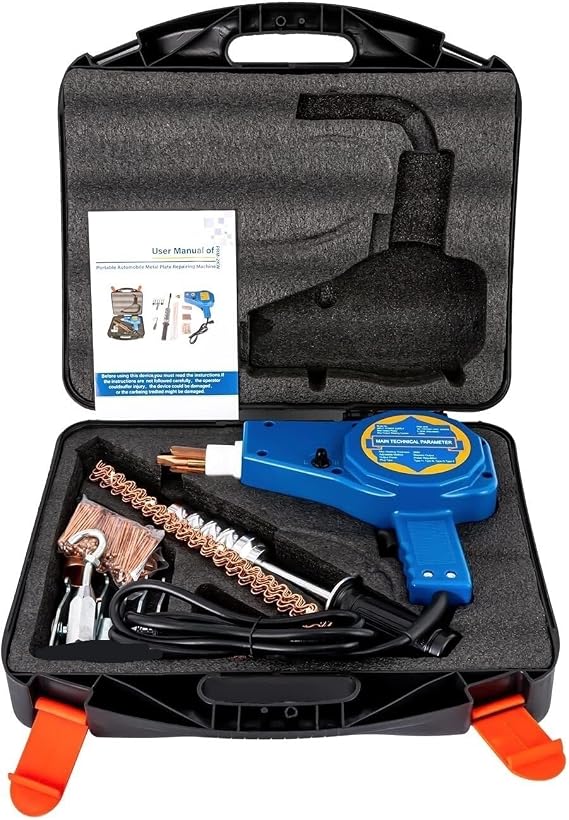 Electric Stud Welder Gun Auto Body Dent Repair Kit Body Repair Dent Removal Tools 800VA Electric Stud Welder Gun With Puller Hammer 0-10KW Dent Puller Stud Welder Dent Repair Kit Electric Stud Welder
