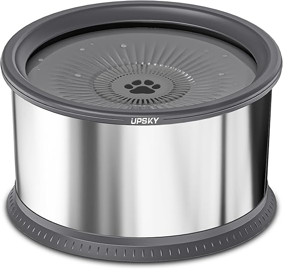 UPSKY 6.5L No Spill Dog Water Bowl Stainless Steel with Anti-Slip Mat