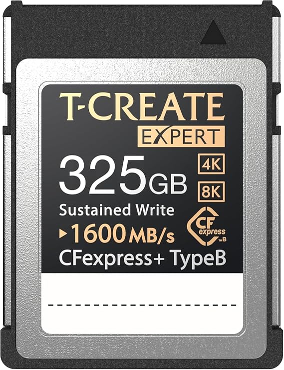 TEAMGROUP T-Create Expert Cfexpress 2.0 Plus Type B 325GB Min Sustained Write1,600MB/s XQD Card R1,800MB/s W1,600MB/s, Supports 8K and 4K Videography Compatible for DSLR TTCCFXP325GCFX2B01