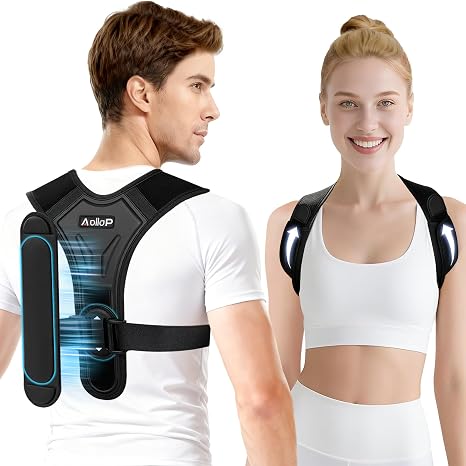 Posture Corrector for Women Men, Upgraded Upper Back Brace, Back Straightener with Cushioned Shoulder Pads & Underarm Pain Relief Strap, Adjustable Back Support for Shoulder Neck(35.4'-41.3')
