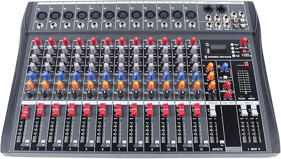 12 Channel Audio Mixer Sound Board Console, 110V Professional Live Studio Sound Mixing,Board Console Music Effects for Live Show Streaming Recording & Karaoke
