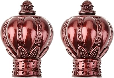MroMax 2Pcs Curtain Rod Finials, Fit for 1-15 Outer Dia Rod, Plastic Red Crown Shape Curtain Rod Decorative End Cap