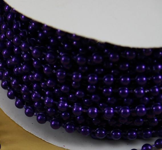 4mm Faux Pearl Plastic Beads on a String Craft Roll Purple
