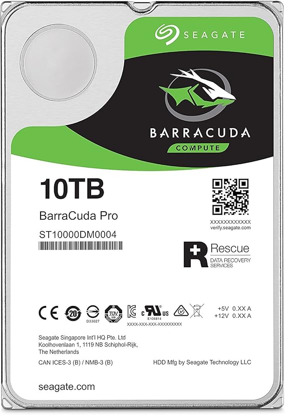 Seagate BarraCuda Pro 10TB Internal Hard Drive Performance HDD 3.5 Inch SATA 6 Gb/s 7200 RPM 256MB Cache for Computer Desktop PC, Data Recovery (ST10000DM0004)