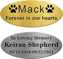 Custom Oval Engraved Name Plate,Personalized Memorial Plaque for Pet Urn Box,Trophy Award,Shadow Box,Picture Frame Label,Military Flag Display Case,with Adhesive Backing or Screws