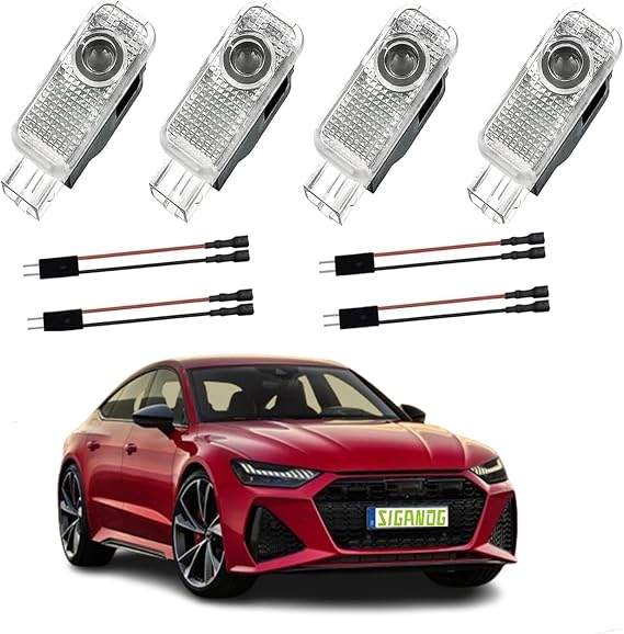 Car Door Projector Lights,LED Car Door Interior Light,LED Light Logo Welcome Light Compatible for A2 A3 A4 A5 A6 A7 A8 S3 S4 S5 S6 S8 RS4 RS6 R8 Q5 Q7 TT Roadster(4 PCS).