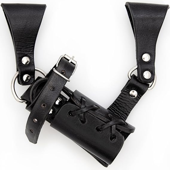 Armory ReplicasTM - Handcrafted Leather Sword Frog Medieval Costume LARP Adjustable Buckle & Corded Weapon Belt Holster Holder