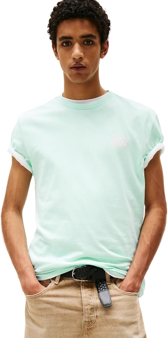 Tommy Jeans Men's Short Sleeve Cotton Graphic T-Shirts with Printed Logo