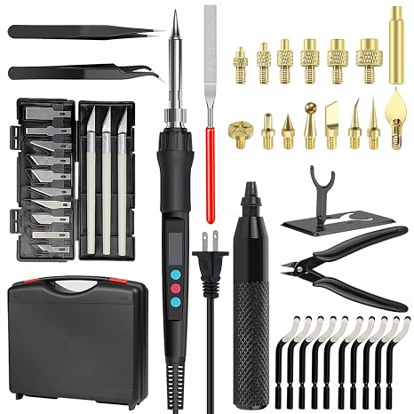 3D Printer Accessories, 3D Printing Tools Kit, 3D Print Finishing Tools Includes Soldering Iron, Trimming Heads, Brass Nuts with Connector, Deburring Tools for Smoothing, Modifying 3D Print