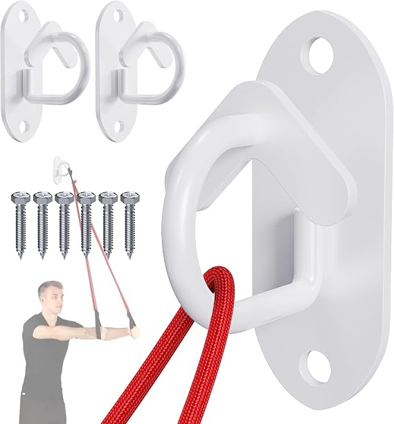 Resistance Bands, Wuno Shop Wall Mounted Retainer Door Exercise Retainer for Strength Training, Weight Bands, Fitness Exercise, Physical Therapy, Home Gym Resistance Band Hook Set, 3 Pieces, White