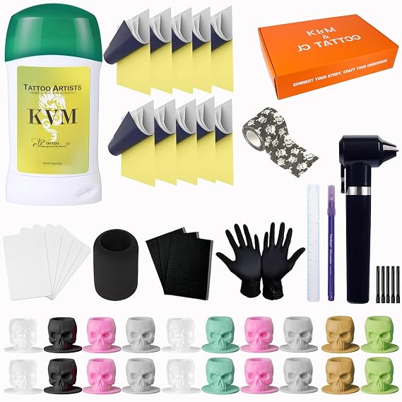 KVM Tattoo Transfer Kit, 45-Piece Set with Complete Tattoo Accessory Case