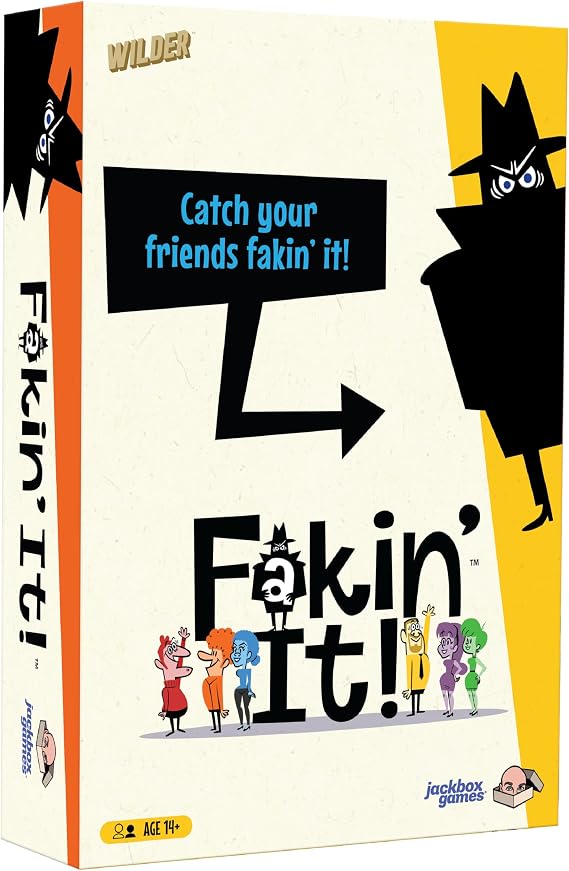 JACKBOX Games Fakin It Board Game for Adults & Teens - Fun Social Deduction Card Game for Ages 14 & Up Hilarious Board Game for Game Nights with Family, Friends & More (3-6 Players)