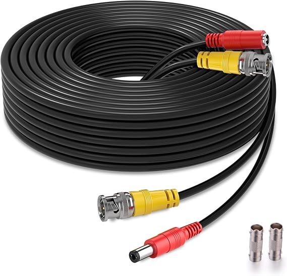 BNC Cable 150ft All-in-One Siamese BNC Video and Power Security Camera Wire, CCTV Cable with 2 Female Connectors for All Max 5MP HD CCTV DVR Surveillance System (150ft Cable,Black)