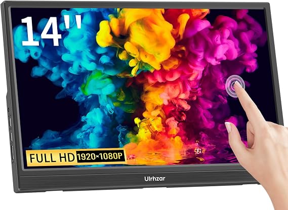 Touchscreen Monitor 14 Inch, Portable Monitor 1920x1080 60Hz IPS Panel with USB C HDMI Input for PC/Phone/Xbox/Switch/PS4/Raspberry pi, Laptop Monitor Built in Dual Speakers for Travel, Vesa, Tiltable