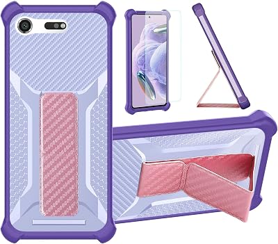 Case for Sony Xperia Xz Premium Phone Case Stand Cover [with Tempered Glass Screen Protector] Hybrid Case [Folding Support Magnetic] [Frosted Anti-Fingerprint] Purple