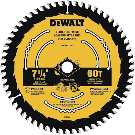 DEWALT Circular Saw Blade, 7 1/4 Inch, 60 Tooth, Wood Cutting (DWA171460B10)