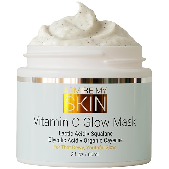 Vitamin C Mask for Face Brightening Face Masks Skin Care Contains Glycolic Acid and Lactic Acid + Squalane Oil Hydrating Beauty Face Mask for Glowing Youthful Skin and Smooth Even Skin Tone 2oz