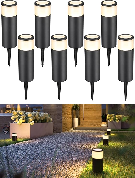 LEONLITE 8-Pack Low Voltage Path Lighting, 5W LED Landscape Bollard Pathway Light, 12V Landscape Lights Outdoor, Aluminum Housing, IP65 Waterproof, 50,000 Hours Lifespan, 3000K Warm White