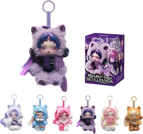 POP MART SKULLPANDA My Little Pony Series Plush Doll Cute Keychain Blind Box Mystery Box Figures, Collectible Toys Bag Charms, Holiday Birthday Gifts for Girls and Boys, Single Box