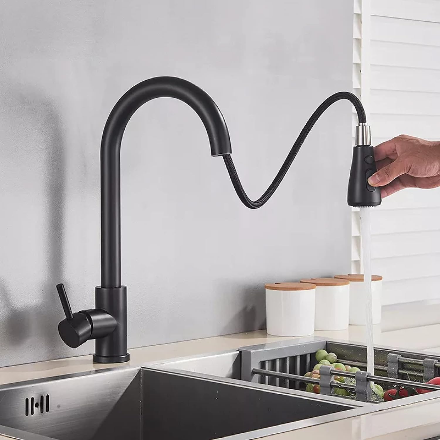 Pull Down Kitchen Faucets Multicolor Kitchen Sink Faucet Single Handle Mixers Taps 360 Rotation 2 Function Spout Water Mixer
