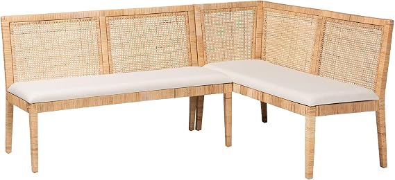 Bali & pari Kalimantan Bohemian Light Honey Rattan 2-Piece Banquette Set