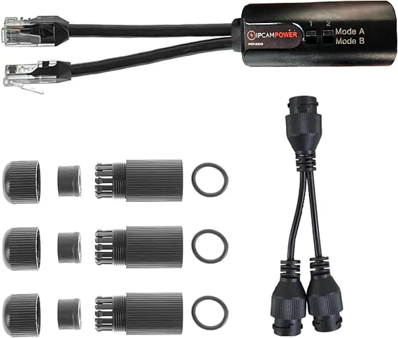 POE Combiner Splitter Adapter, Run 2 IP Cameras on 1 Cable, Works on all POE Switches, POE NVR and POE Cameras, Mode A and B POE Compatible